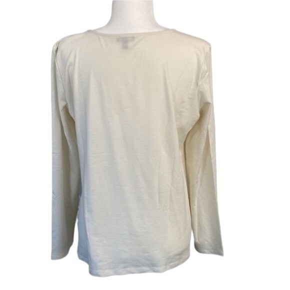 Talbots New! Embroidered Cotton Square Neck Top Long Sleeve Modal Cotton Stretch - Picture 3 of 16